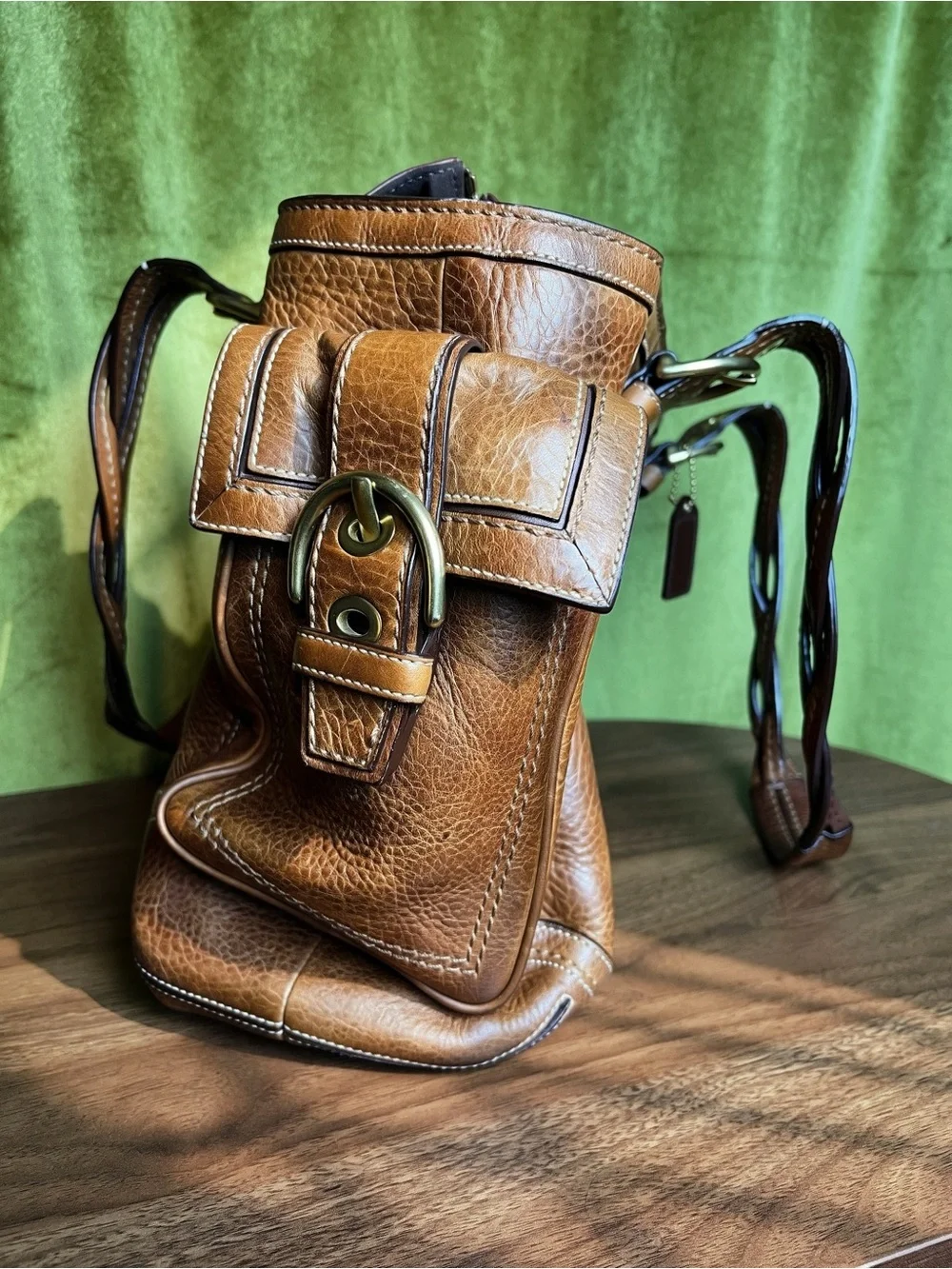 Vintage •COACH• Soho Braided Large Leather Tobacco Tote Y2K 2006 Style-10049